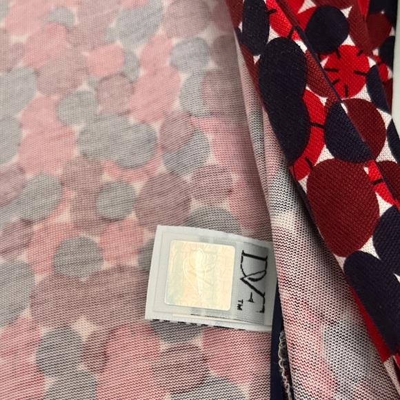 100% SILK DVF Diane Von Furstenberg New Julian Two red pink blue wrap dress 6 - Picture 6 of 8